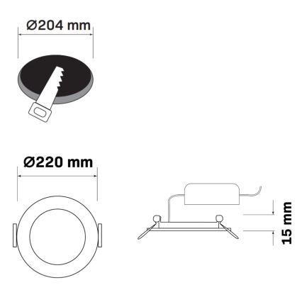 Χωνευτό Φωτιστικό LED RIGEL LED/14W/230V 4000K διάμετρος 22 cm μαύρο