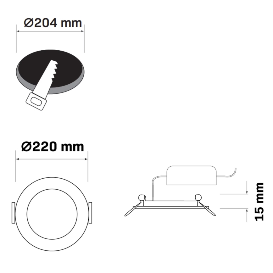 Χωνευτό Φωτιστικό LED RIGEL LED/14W/230V 4000K διάμετρος 22 cm μαύρο