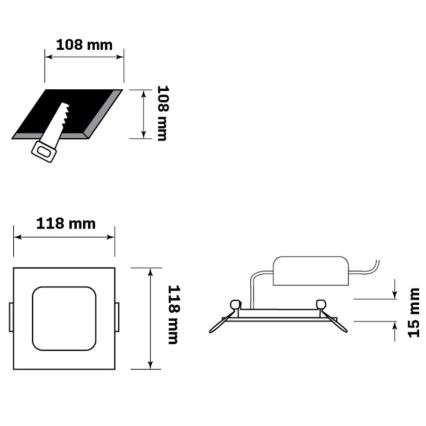 Χωνευτό Φωτιστικό LED RIGEL LED/4,8W/230V 4000K 11,8x11,8 cm μαύρο