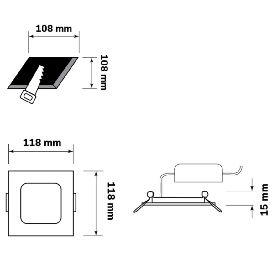 Χωνευτό Φωτιστικό LED RIGEL LED/4,8W/230V 4000K 11,8x11,8 cm μαύρο
