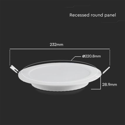 Χωνευτό Φωτιστικό LED SAMSUNG CHIP LED/18W/230V 4000K διάμετρος 22 cm λευκό