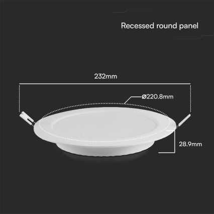 Χωνευτό Φωτιστικό LED SAMSUNG CHIP LED/18W/230V 6500K διάμετρος 22 cm λευκό