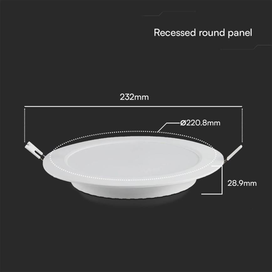 Χωνευτό Φωτιστικό LED SAMSUNG CHIP LED/18W/230V 6500K διάμετρος 22 cm λευκό