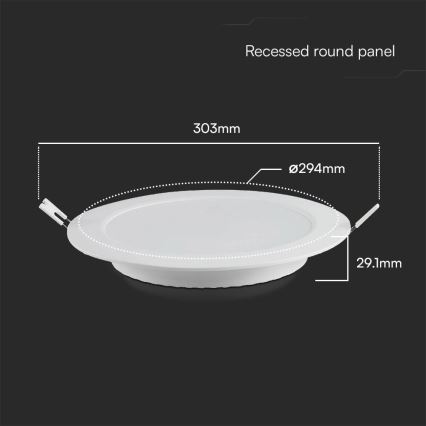 Χωνευτό Φωτιστικό LED SAMSUNG CHIP LED/24W/230V 6500K διάμετρος 29,4 cm λευκό