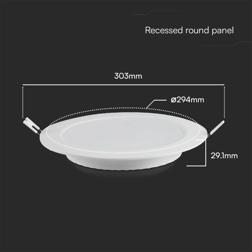 Χωνευτό Φωτιστικό LED SAMSUNG CHIP LED/24W/230V 6500K διάμετρος 29,4 cm λευκό