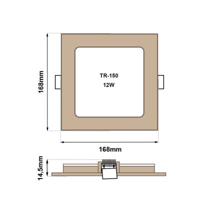 Χωνευτό Φωτιστικό LED SQUARE LED/12W/230V 4200K 16,8x16,8 cm καφέ