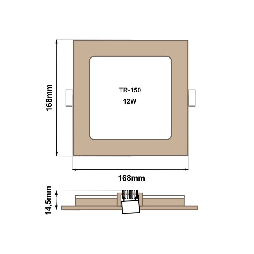 Χωνευτό Φωτιστικό LED SQUARE LED/12W/230V 4200K 16,8x16,8 cm καφέ