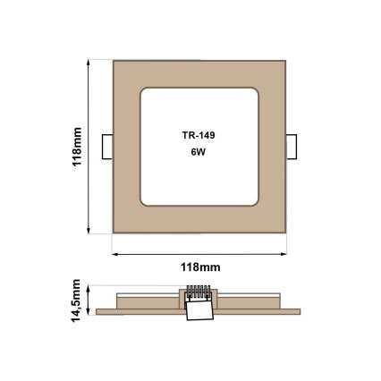 Χωνευτό Φωτιστικό LED SQUARE LED/6W/230V 4200K 11,8x11,8 cm καφέ