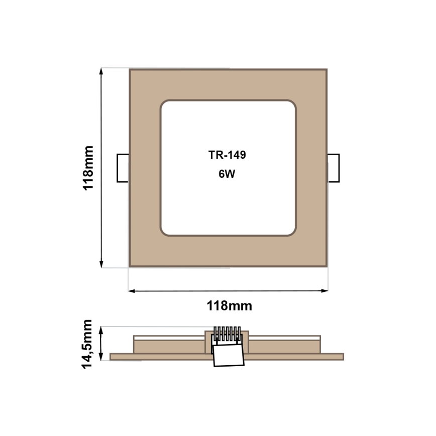 Χωνευτό Φωτιστικό LED SQUARE LED/6W/230V 4200K 11,8x11,8 cm καφέ