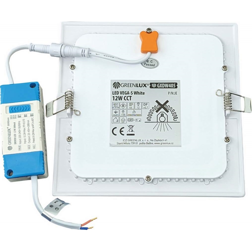 Χωνευτό Φωτιστικό LED VEGA LED/12W/230V 2900/3900/5800K 17,5x17,5 cm λευκό