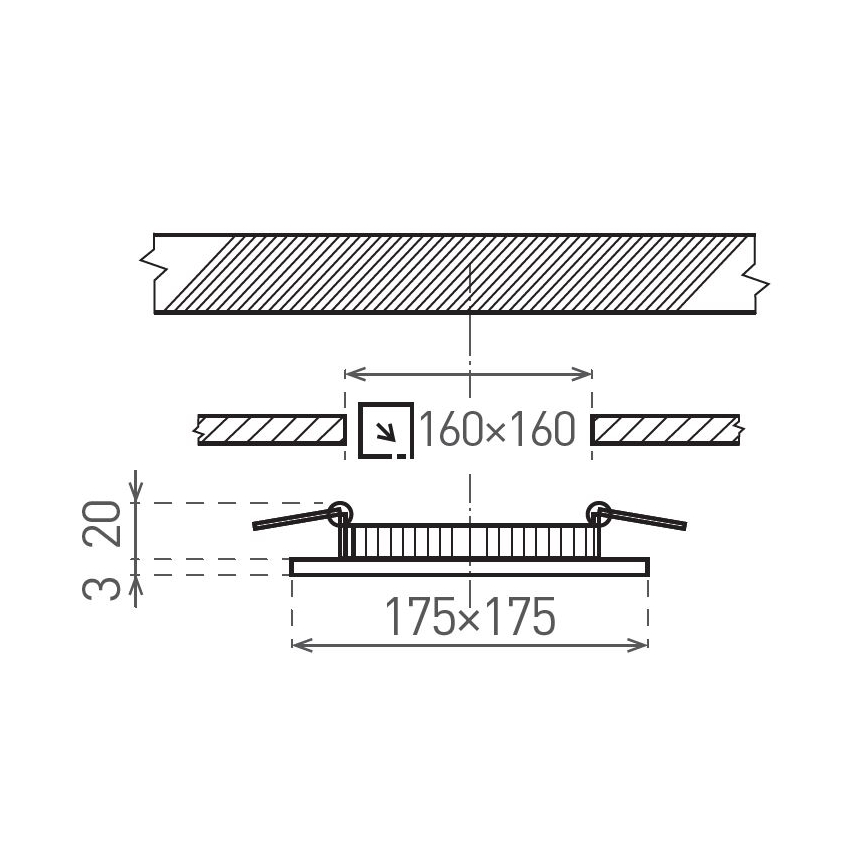 Χωνευτό Φωτιστικό LED VEGA LED/12W/230V 2900/3900/5800K 17,5x17,5 cm λευκό