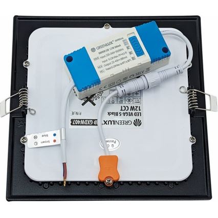 Χωνευτό Φωτιστικό LED VEGA LED/12W/230V 2900/3900/5800K 17,5x17,5 cm μαύρο