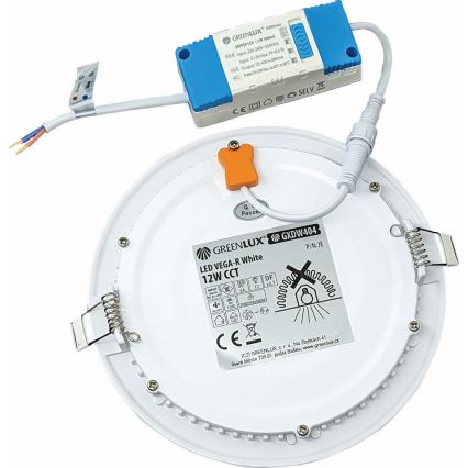 Χωνευτό Φωτιστικό LED VEGA LED/12W/230V 2900/3900/5800K διάμετρος 17,5 cm λευκό