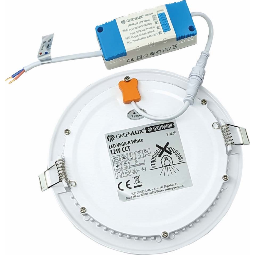 Χωνευτό Φωτιστικό LED VEGA LED/12W/230V 2900/3900/5800K διάμετρος 17,5 cm λευκό