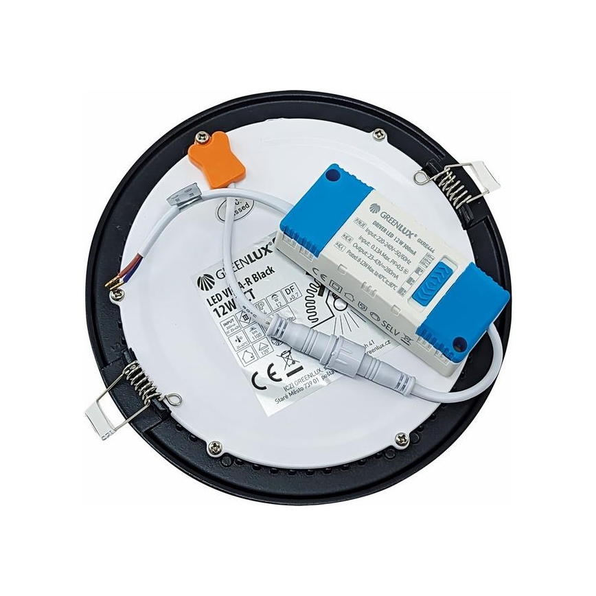 Χωνευτό Φωτιστικό LED VEGA LED/12W/230V 2900/3900/5800K διάμετρος 17,5 cm μαύρο