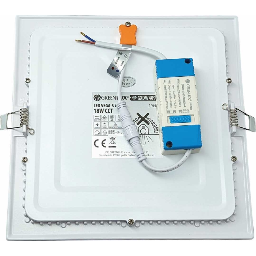 Χωνευτό Φωτιστικό LED VEGA LED/18W/230V 2900/3900/5800K 22,5x22,5 cm λευκό