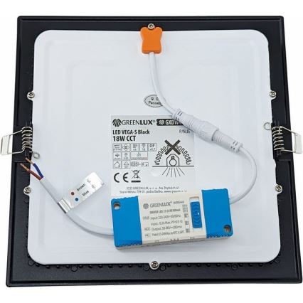 Χωνευτό Φωτιστικό LED VEGA LED/18W/230V 2900/3900/5800K 22,5x22,5 cm μαύρο