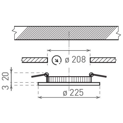 Χωνευτό Φωτιστικό LED VEGA LED/18W/230V 2900/3900/5800K διάμετρος 22,5 cm μαύρο
