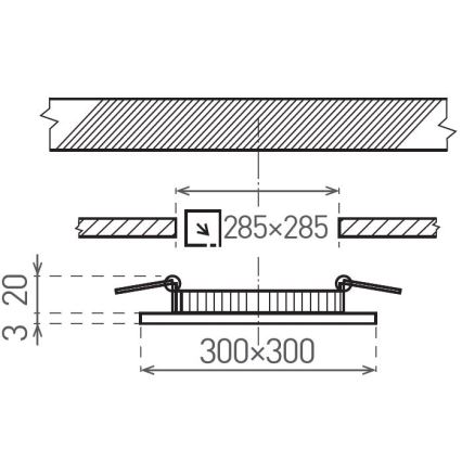 Χωνευτό Φωτιστικό LED VEGA LED/24W/230V 2900/3900/5800K 30x30 cm λευκό