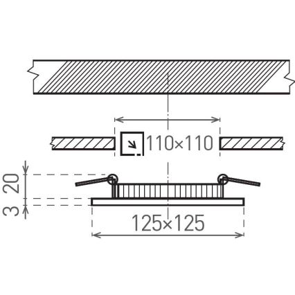Χωνευτό Φωτιστικό LED VEGA LED/6W/230V 2900/3900/5800K 12,5x12,5 cm μαύρο