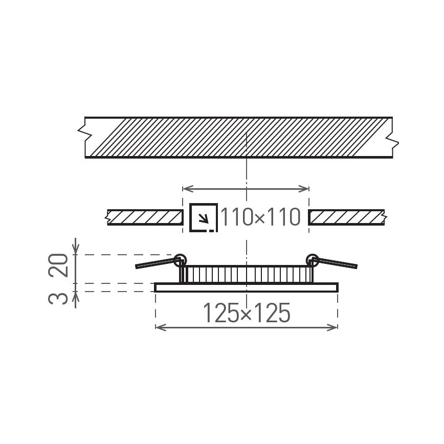 Χωνευτό Φωτιστικό LED VEGA LED/6W/230V 2900/3900/5800K 12,5x12,5 cm μαύρο