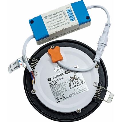 Χωνευτό Φωτιστικό LED VEGA LED/6W/230V 2900/3900/5800K διάμετρος 12,5 cm μαύρο