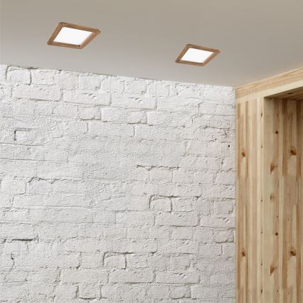 Χωνευτό Φωτιστικό LED WOODY SPOT LED/17W/230V 3000K καρυδιά 18,5x18,5 cm