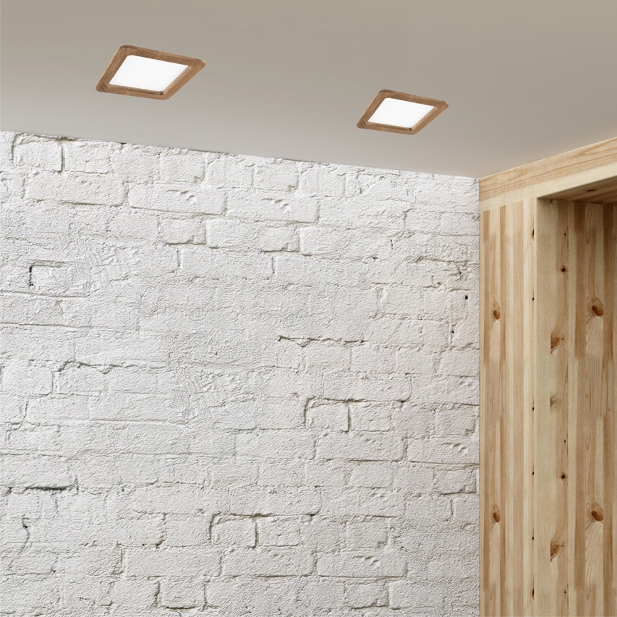 Χωνευτό Φωτιστικό LED WOODY SPOT LED/17W/230V 3000K καρυδιά 18,5x18,5 cm