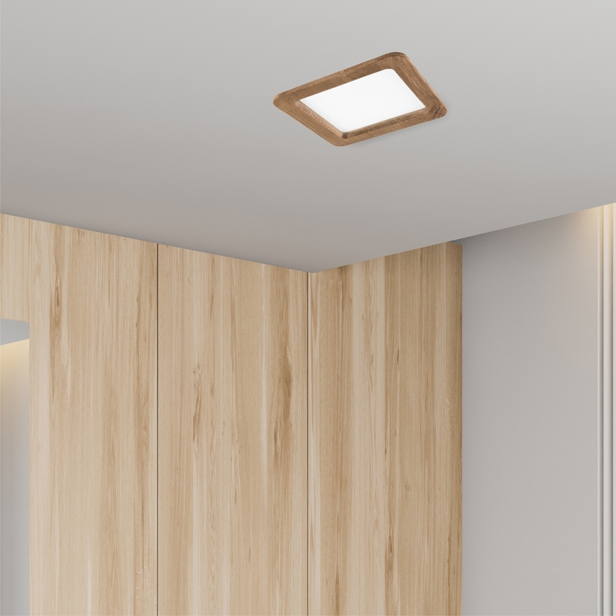 Χωνευτό Φωτιστικό LED WOODY SPOT LED/17W/230V 3000K καρυδιά 18,5x18,5 cm