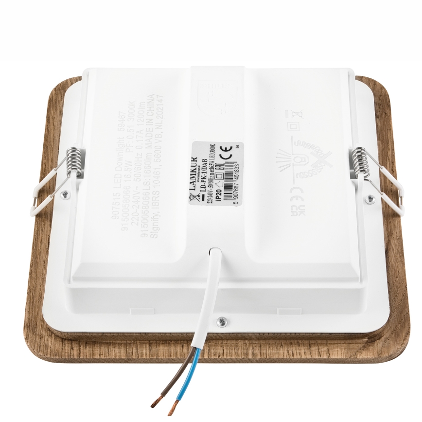 Χωνευτό Φωτιστικό LED WOODY SPOT LED/17W/230V 3000K καρυδιά 18,5x18,5 cm