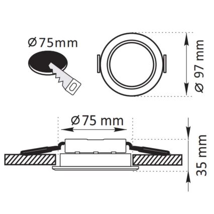 Χωνευτό Φωτιστικό LED ZOE LED/4,8W/230V μαύρο