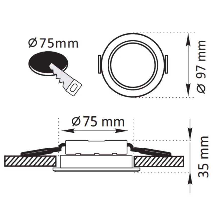 Χωνευτό Φωτιστικό LED ZOE LED/4,8W/230V μαύρο