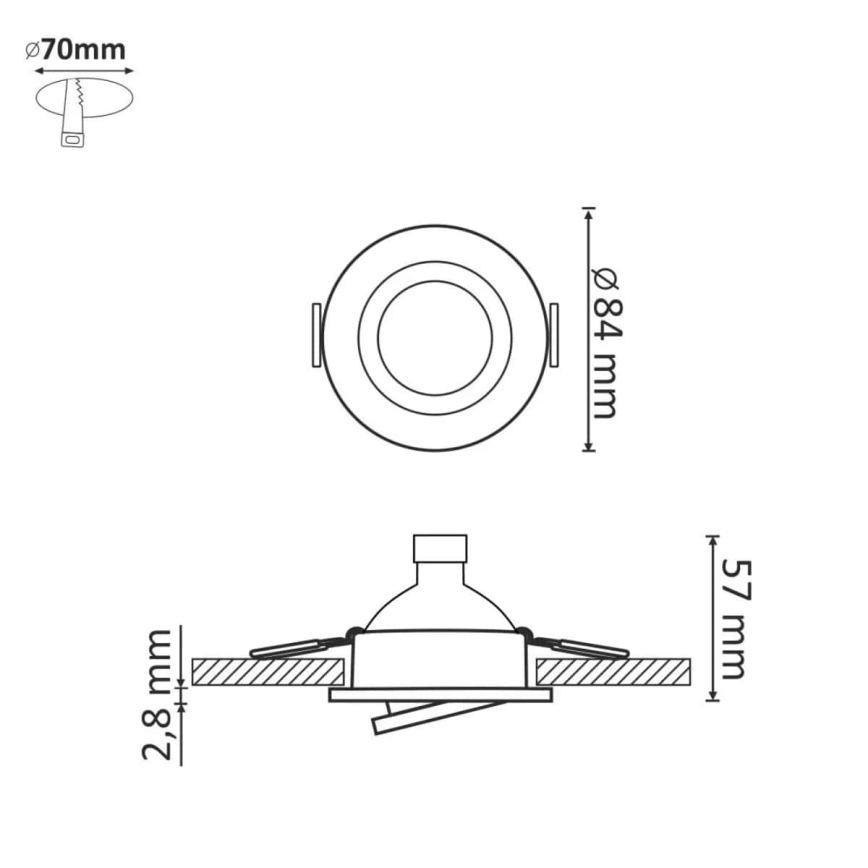 Χωνευτό Φωτιστικό LED ΗΛΙΟΣ OLAL 1xGU10/3,5W/230V 3000K διάμετρος 8,4 cm χρυσαφί