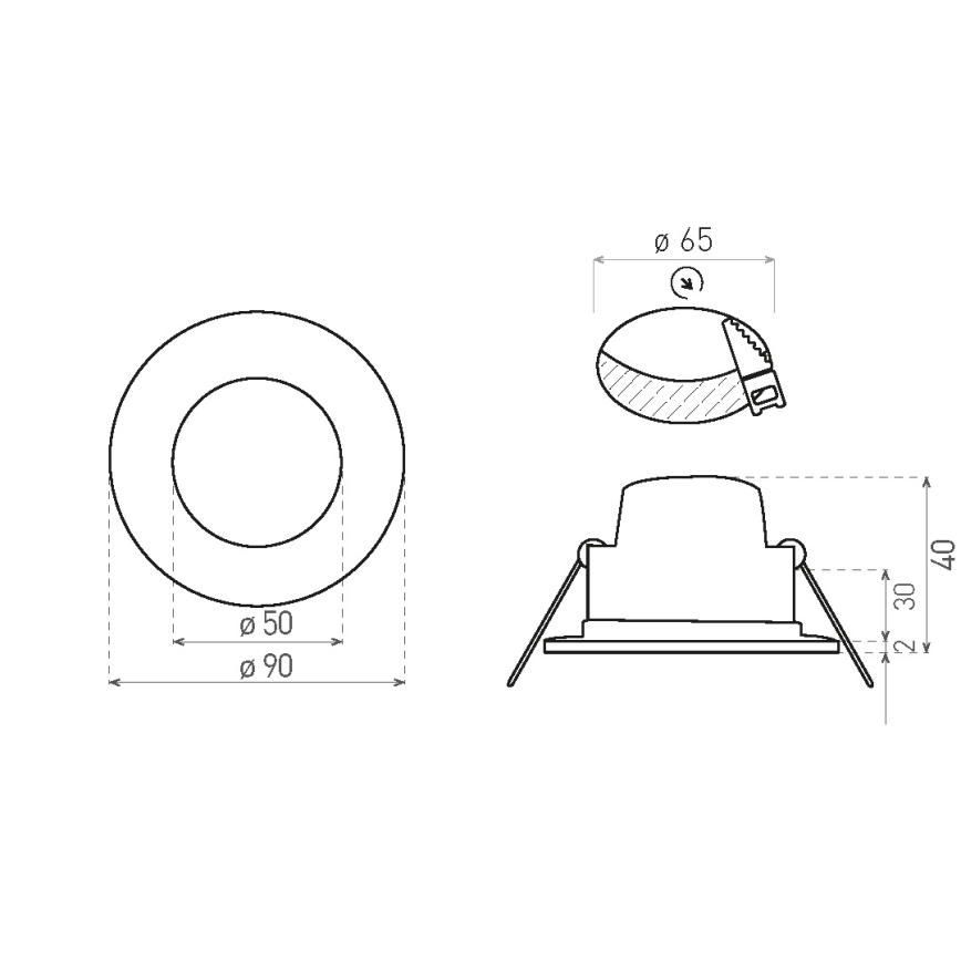 Χωνευτό Φωτιστικό μπάνιου LED BONO LED/5W/230V 3000K IP65 μαύρο