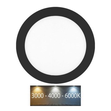 Χωνευτό Φωτιστικό μπάνιου LED LADA LED/18W/230V 3000/4000/6000K διάμετρος 22 cm IP44 μαύρο