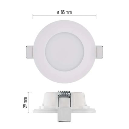 Χωνευτό Φωτιστικό μπάνιου LED LORI LED/4,5W/230V IP65 2700/4000K διάμετρος 8,5 cm λευκό
