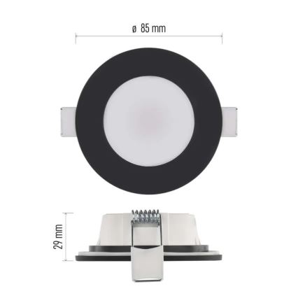 Χωνευτό Φωτιστικό μπάνιου LED LORI LED/4,5W/230V IP65 2700/4000K διάμετρος 8,5 cm μαύρο