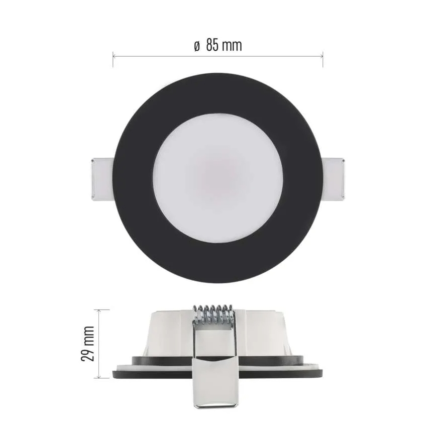 Χωνευτό Φωτιστικό μπάνιου LED LORI LED/4,5W/230V IP65 2700/4000K διάμετρος 8,5 cm μαύρο