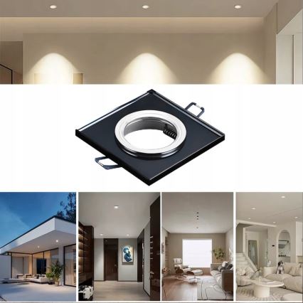 Χωνευτό φωτιστικό οροφής 1xGU10/MR16/10W/230V 9x9 cm μαύρο