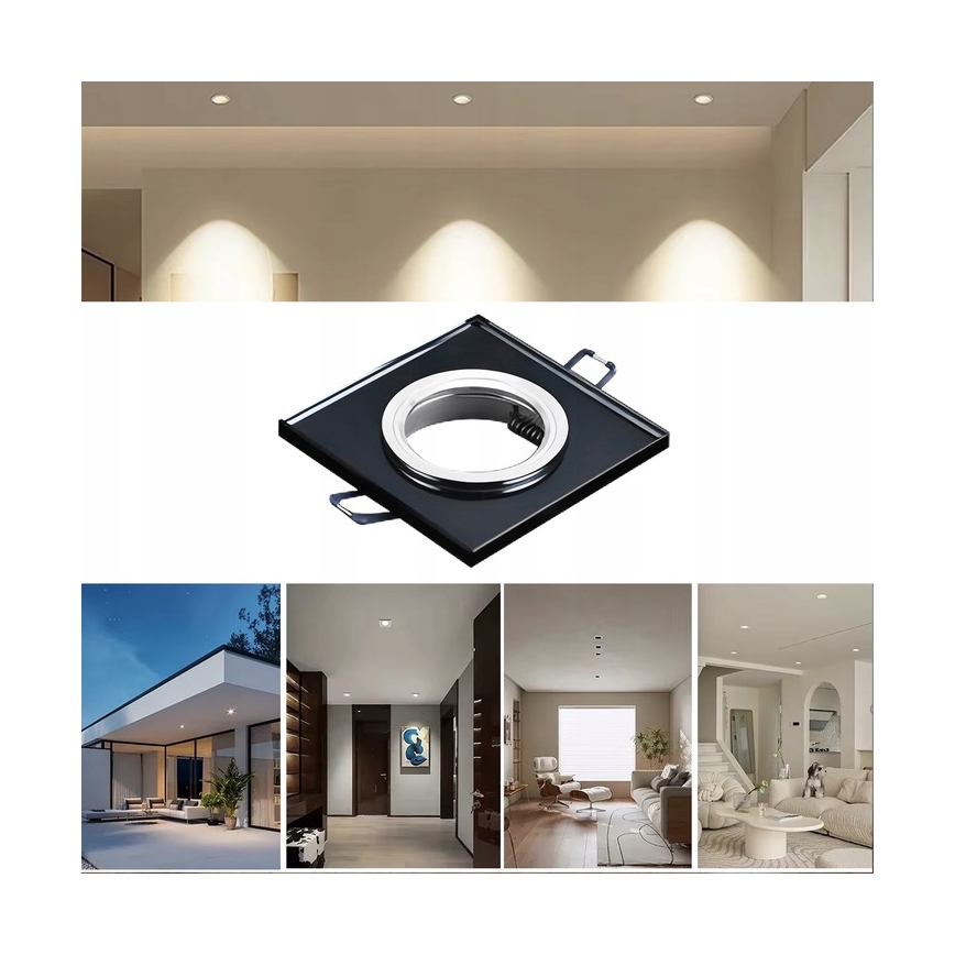 Χωνευτό φωτιστικό οροφής 1xGU10/MR16/10W/230V 9x9 cm μαύρο