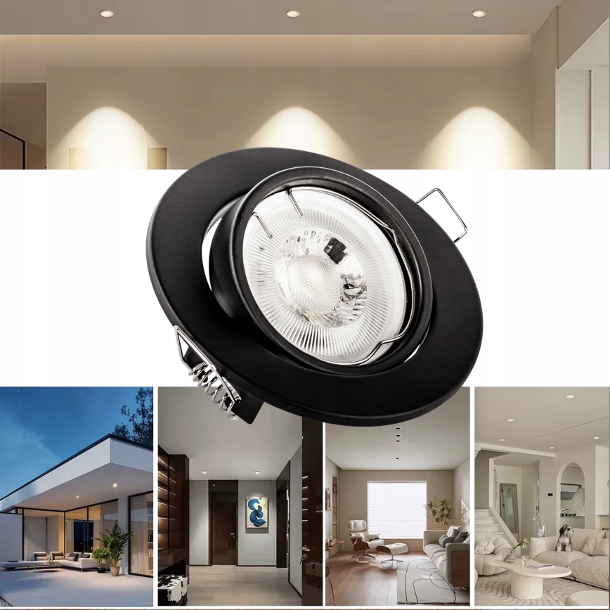 Χωνευτό φωτιστικό οροφής 1xGU10/MR16/10W/230V διάμετρος 9 cm μαύρο