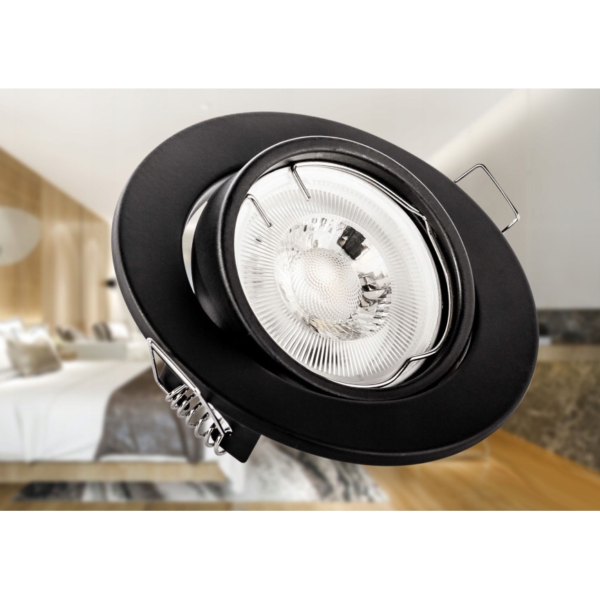 Χωνευτό φωτιστικό οροφής 1xGU10/MR16/10W/230V διάμετρος 9 cm μαύρο