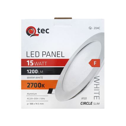 Χωνευτό φωτιστικό οροφής LED QTEC LED/15W/230V 2700K διάμετρος 18,8 cm