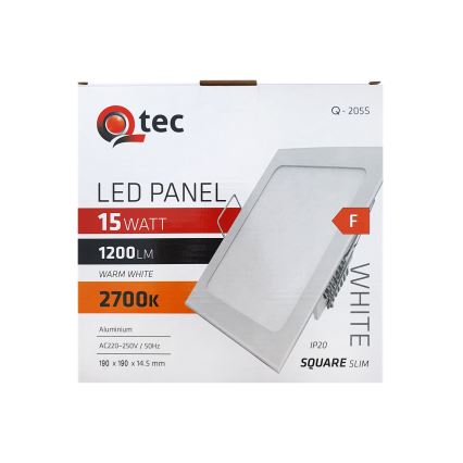 Χωνευτό φωτιστικό οροφής LED QTEC LED/15W/230V 2700K 19x19 cm