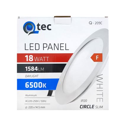 Χωνευτό φωτιστικό οροφής LED QTEC LED/18W/230V 6500K διάμετρος 22 cm