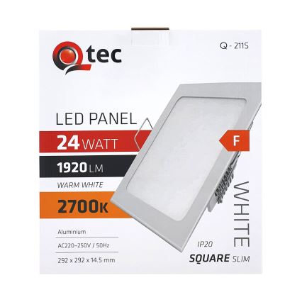 Χωνευτό φωτιστικό οροφής LED QTEC LED/24W/230V 2700K 29,2x29,2 cm