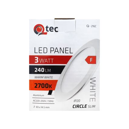 Χωνευτό φωτιστικό οροφής LED QTEC LED/3W/230V 2700K διάμετρος 8,3 cm