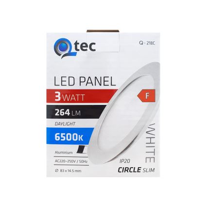 Χωνευτό φωτιστικό οροφήςLED QTEC LED/3W/230V 6500K διάμετρος 8,3 cm