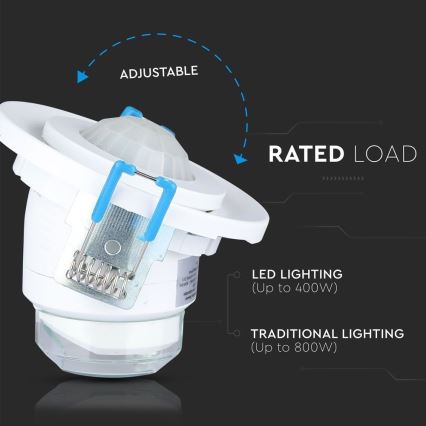 Χωνευτός αισθητήρας κίνησης PIR 360° 400W/230V λευκό