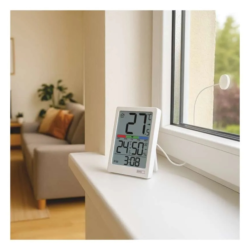 Ψηφιακό θερμόμετρο με υγρόμετρο 2xAAA λευκό